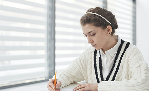 college student taking exam