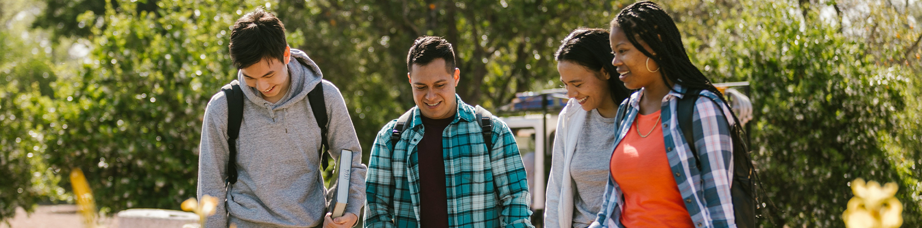 students walking on campus