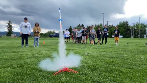 Students firing off a rocket