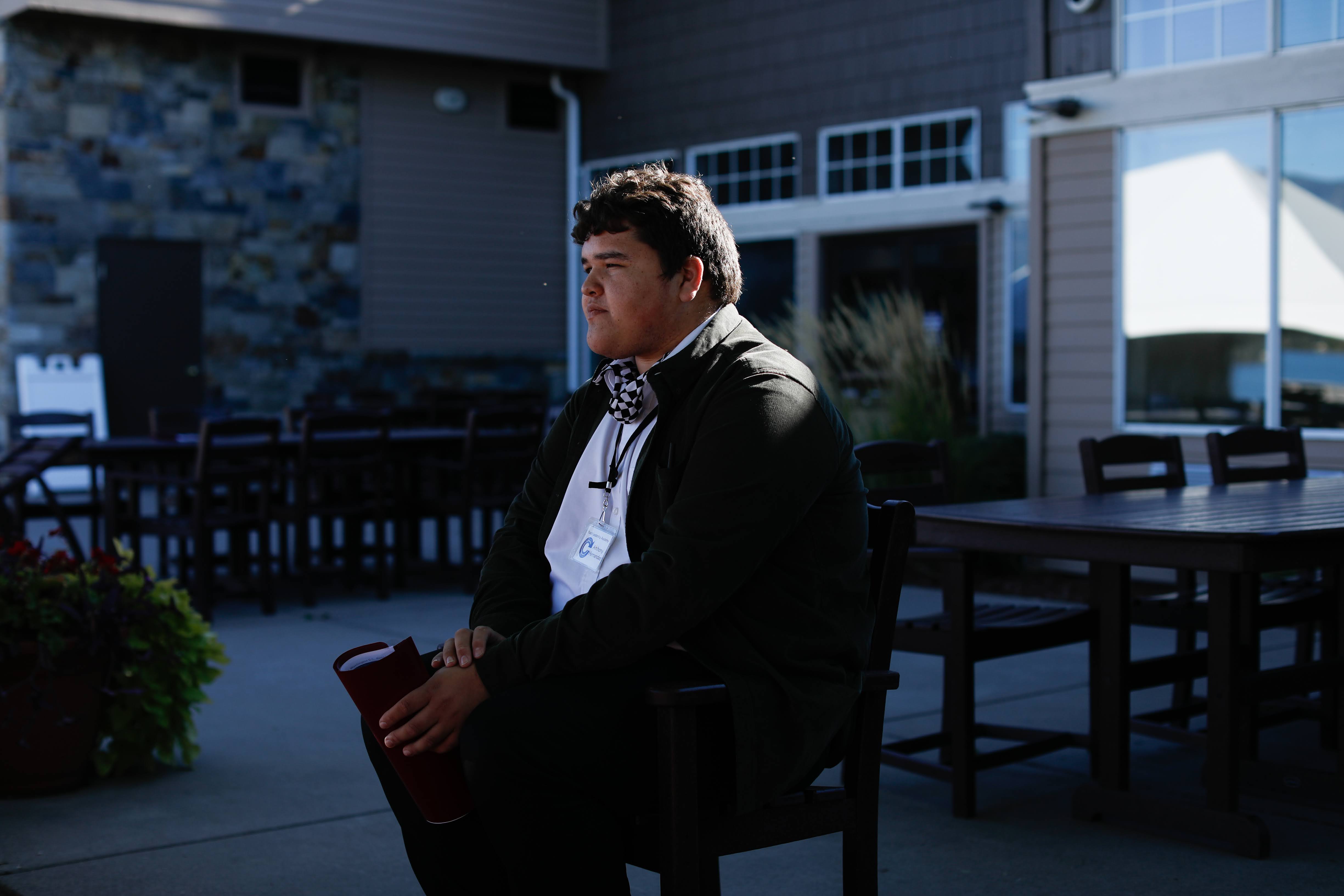 Student sitting at table