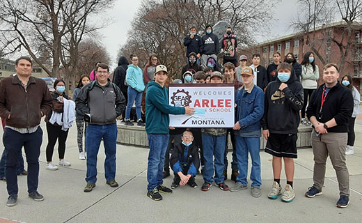 Group of students from Arlee visit a college